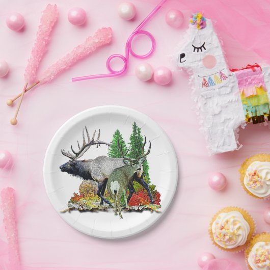 Bulullenbuck hert papieren bordje (Feest)