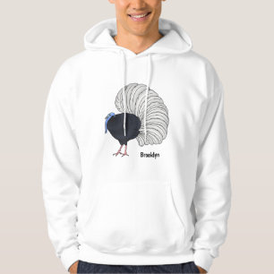 Bulwer's fazant vogel cartoon illustratie hoodie
