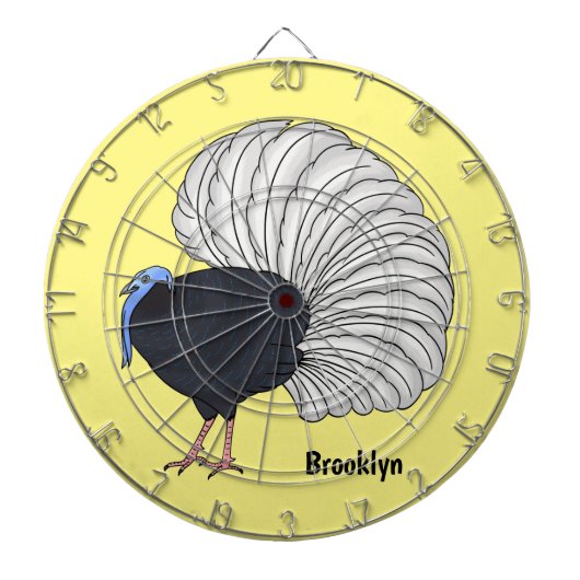 Bulwer's pheasant bird cartoon illustration dartbord (Voorkant)