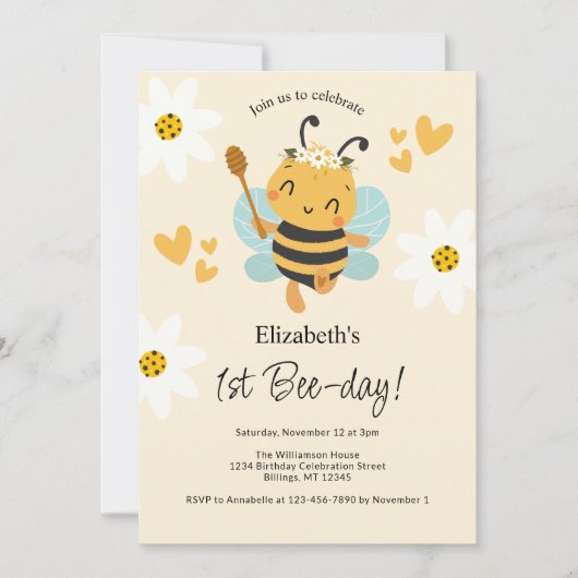 Bumble Bee 1e Bijendag Verjaardagsfeest Kaart (Voorkant)