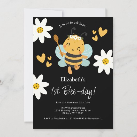 Bumble Bee 1e Bijendag Verjaardagsfeest Kaart (Voorkant)