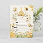 Bumble Bee 1st Birthday Invitation  Kaart (Staand voorkant)