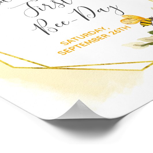 Bumble bee 1st Birthday Party Welcome Sign Poster (Hoek)