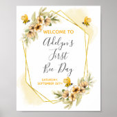 Bumble bee 1st Birthday Party Welcome Sign Poster (Voorkant)