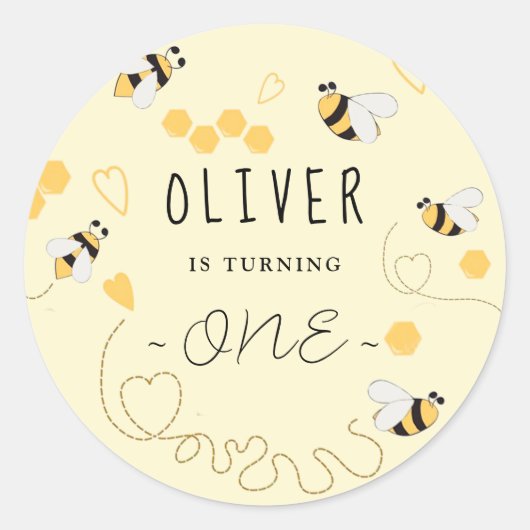 Bumble bee 1st verjaardag Happy bee dag Ronde Sticker (Voorkant)