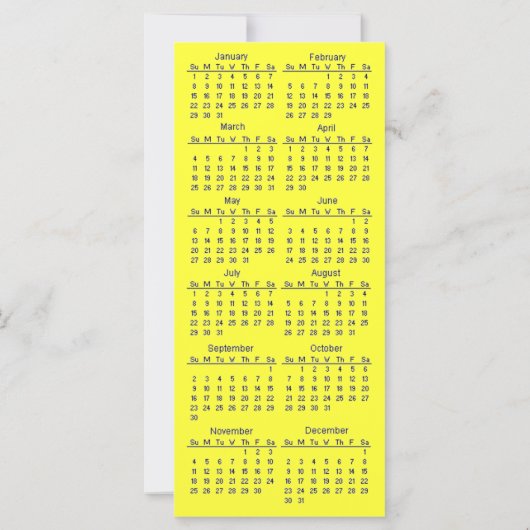 Bumble Bee 2012 Calendar Bladwijzer Rack Kaart (Achterkant)