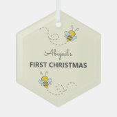 Bumble Bee Aangepast eerste kerstfeest Glas Ornament (Voorkant)