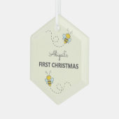 Bumble Bee Aangepast eerste kerstfeest Glas Ornament (Voorkant links)