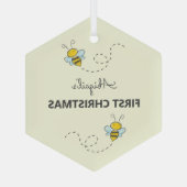 Bumble Bee Aangepast eerste kerstfeest Glas Ornament (Achterkant)