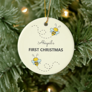 Bumble Bee Aangepast eerste kerstfeest Keramisch Ornament