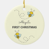 Bumble Bee Aangepast eerste kerstfeest Keramisch Ornament (Achterkant)