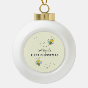 Bumble Bee Aangepast eerste kerstfeest Keramische Bal Ornament