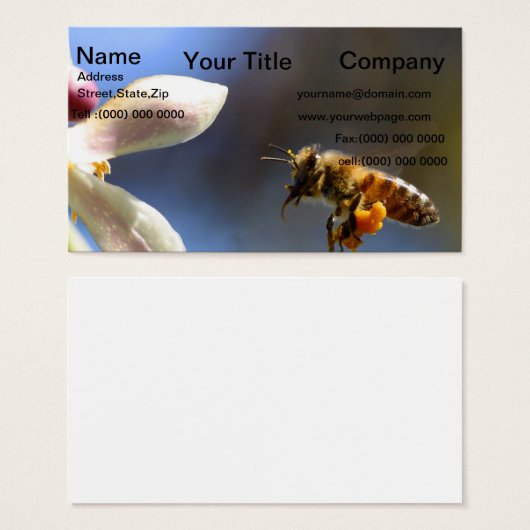Bumble Bee allemaal bedekt met stuifmeel van bestu Visitekaartje (Voorkant /achterkant)