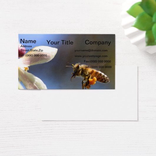 Bumble Bee allemaal bedekt met stuifmeel van bestu Visitekaartje (Bureau)