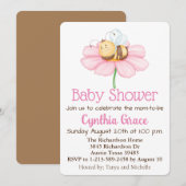 Bumble Bee and Flower Baby shower Invitation Feestdagenkaart (Voorkant / Achterkant)