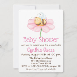 Bumble Bee and Flower Baby shower Invitation Feestdagenkaart