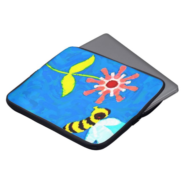 Bumble Bee and Flower Laptop Computer Sleeve (Voorkant top)