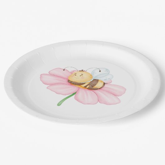 Bumble Bee and Flower Paper Borden Papieren Bordje (Gekanteld)