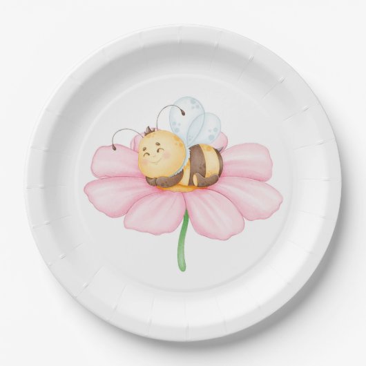 Bumble Bee and Flower Paper Borden Papieren Bordje (Voorkant)