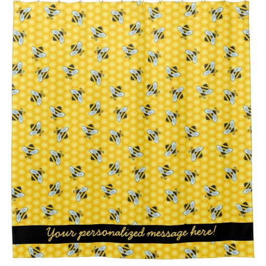 Bumble Bee and Honeycomb Pattern Douchegordijn (Voorkant)
