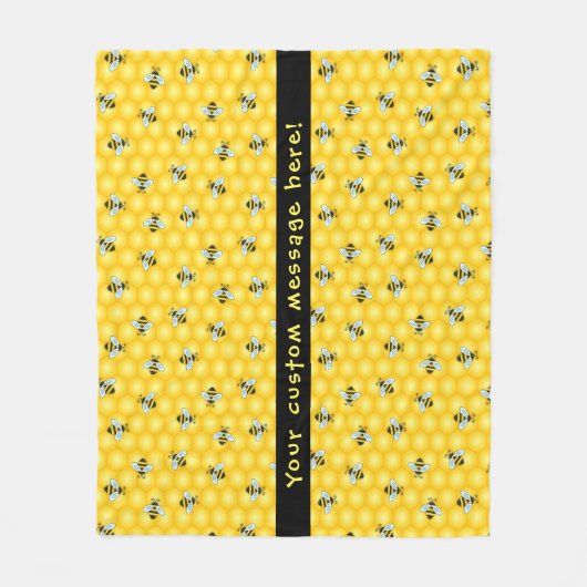Bumble Bee and Honeycomb Pattern Fleece Deken (Voorkant)