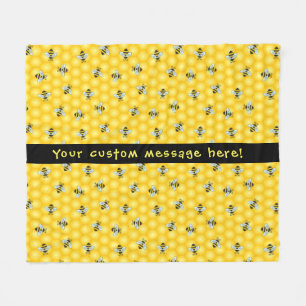 Bumble Bee and Honeycomb Pattern Fleece Deken