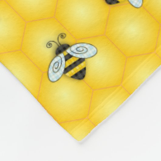 Bumble Bee and Honeycomb Pattern Fleece Deken (Hoek)