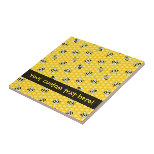 Bumble Bee and Honeycomb Pattern Tegeltje (Zijkant)