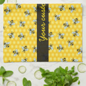 Bumble Bee and Honeycomb Pattern Theedoek (Gevouwen)