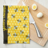 Bumble Bee and Honeycomb Pattern Theedoek (Quarter Fold)