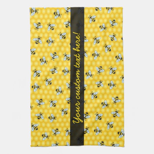 Bumble Bee and Honeycomb Pattern Theedoek (Verticaal)