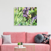 Bumble Bee and Lavender Stretched Canvas Print (Insitu (Woonkamer))