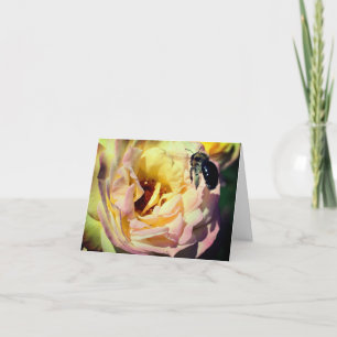Bumble bee and Roos Flower Note Kaart