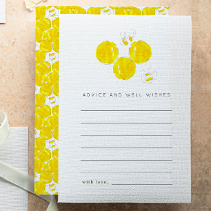 Bumble bee Baby shower Advice and Wishes Kaart