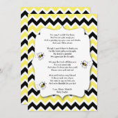 Bumble Bee Baby shower Bedankt Opmerking met gedic (Voorkant / Achterkant)