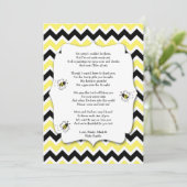 Bumble Bee Baby shower Bedankt Opmerking met gedic (Staand voorkant)