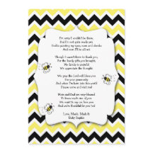 Bumble Bee Baby shower Bedankt Opmerking met gedic