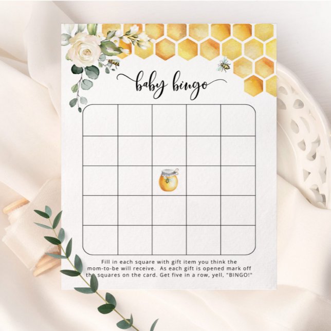 Bumble bee baby shower bingo. Bee baby bingo (Creator heeft geüpload)