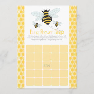 Bumble Bee Baby shower Bingo Cards Kaart
