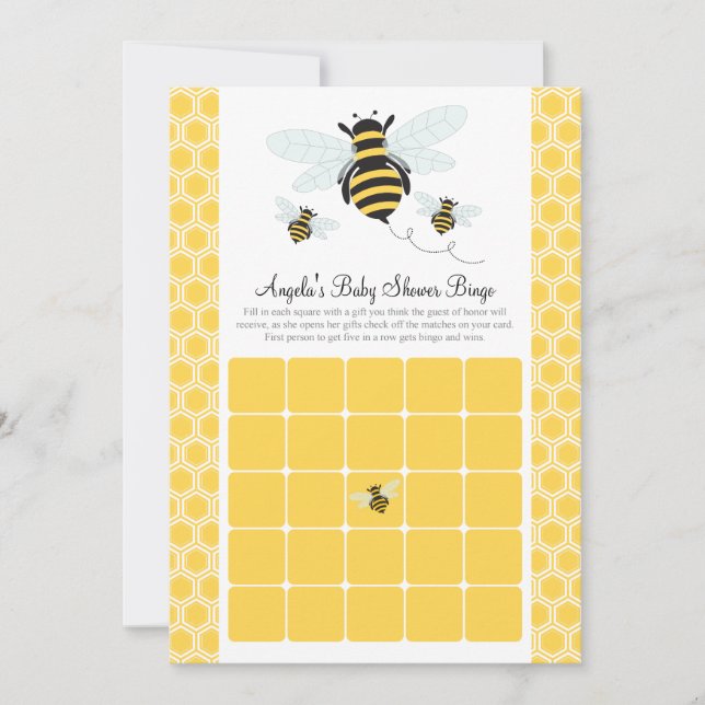 Bumble Bee Baby shower Bingo Kaart (Voorkant)
