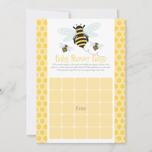 Bumble Bee Baby shower Bingo Kaarten (Voorkant)