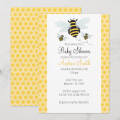 Bumble bee Baby shower-Birthday Party Invitation Kaart (Voorkant / Achterkant)
