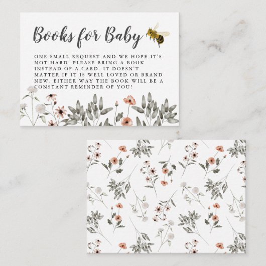 Bumble Bee Baby shower Book Request Informatiekaartje (Voorkant / Achterkant)