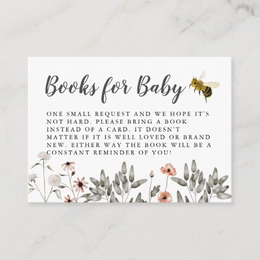 Bumble Bee Baby shower Book Request Informatiekaartje (Voorkant)