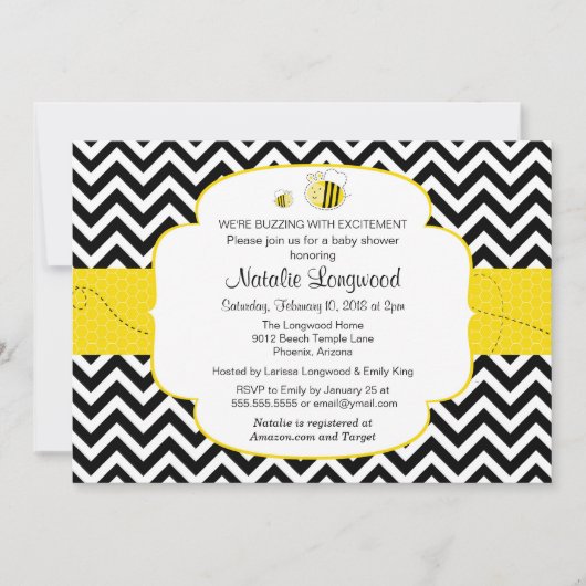 Bumble Bee Baby shower, Buzzing with Excitement Kaart (Voorkant)