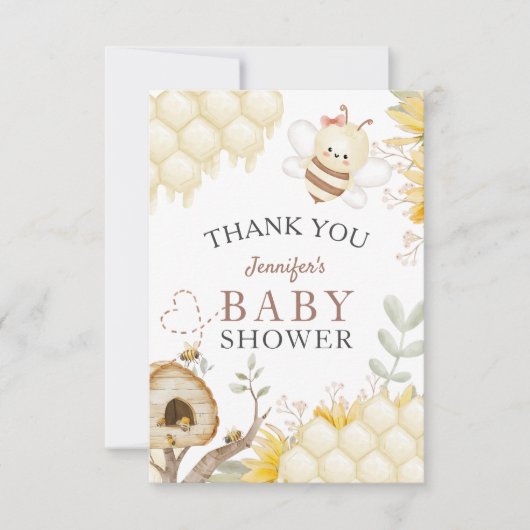 Bumble Bee Baby shower Dank u kaarten (Voorkant)
