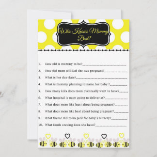 Bumble bee Baby shower Game die mama het beste ken