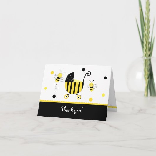 Bumble Bee Baby shower Gevouwen Dank u notitiekaar Bedankkaart (Voorkant)