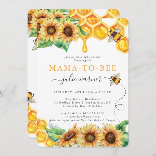 Bumble Bee Baby shower & Housewarming Party (Voorkant / Achterkant)