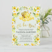 Bumble Bee Baby shower Invitation Flower Kaart (Staand voorkant)